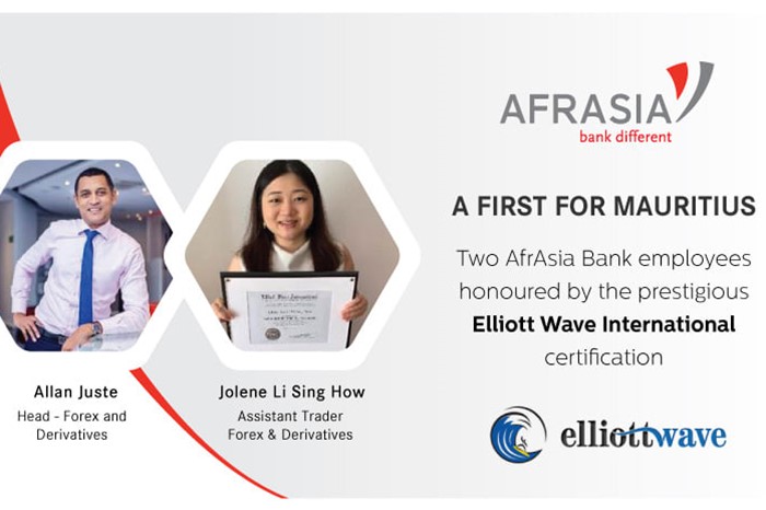 Une première à Maurice – Deux employés d’AfrAsia Bank honorés par la prestigieuse Elliott Wave International