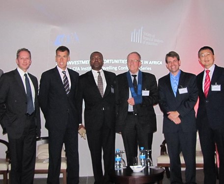 The Board committee members of the SFAM (Society for Financial Analysts Mauritius) with speakers